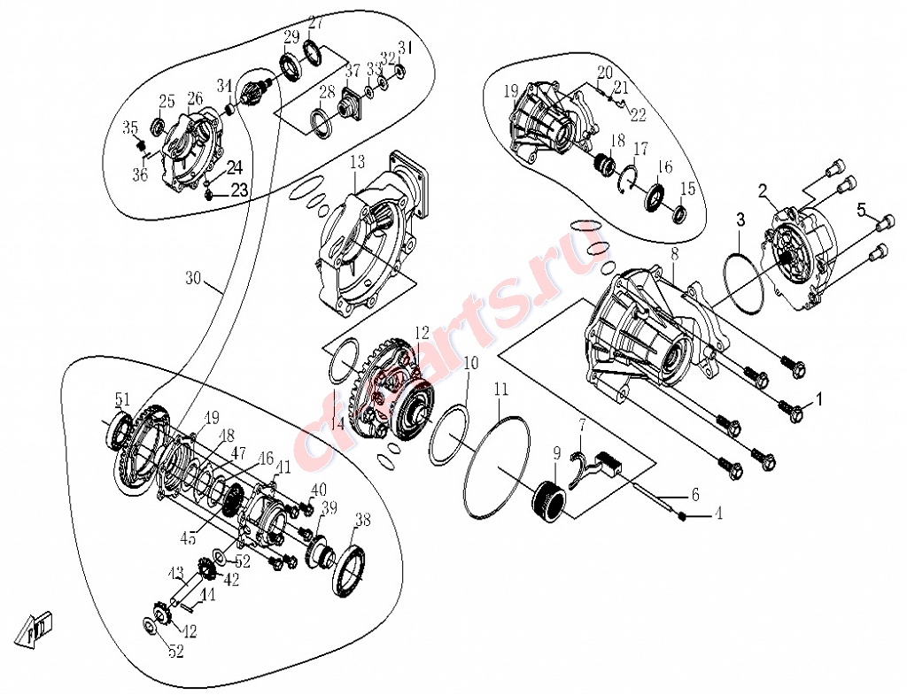 Запчасти > Запчасти для CFMOTO X5 BASIC&CLASSIC > кузов > Передний редуктор